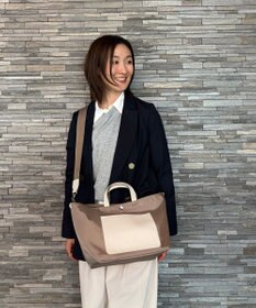 TOPKAPI 【Breath TOPKAPI sis】【WEB限定】ナイロン レザーポケット ミニ トートバッグ ショルダー付き 軽量 / CALM カーム