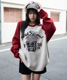WEGO 【ユニセックス着用ITEM/SMLサイズ展開】ジャガードグラフィックプルオーバー