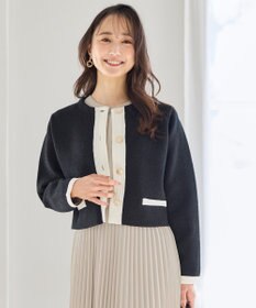 ANY SIS S バイカラーラメニット カーディガン