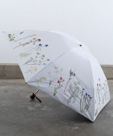 AND WOOL 〈一級遮光生地・晴雨兼用〉ボタニカル刺繍の日傘 （折りたたみ傘タイプ）