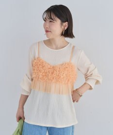 Green Parks ＳＥＴ２点チュールビスチェ＋表面感プルオーバー