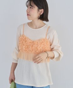 Green Parks ＳＥＴ２点チュールビスチェ＋表面感プルオーバー