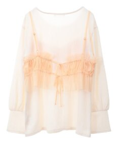 Green Parks ＳＥＴ２点チュールビスチェ＋表面感プルオーバー