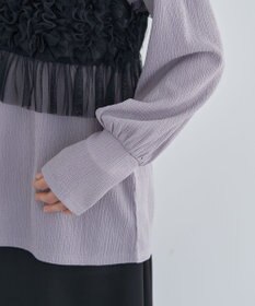 Green Parks ＳＥＴ２点チュールビスチェ＋表面感プルオーバー