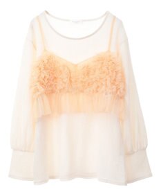 Green Parks ＳＥＴ２点チュールビスチェ＋表面感プルオーバー