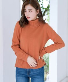 Tiaclasse L 【洗える】もっちり柔らかいリブタートルプルオーバーニット