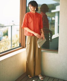 自由区 L 【カタログ掲載・接触冷感・UVカット・洗える】デニムライクボトムフレアワイド パンツ