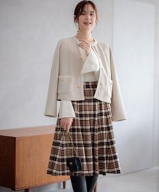 組曲 【WEB限定カラーあり】ウールライクストレッチ フレアスカート