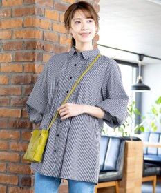 Tiaclasse 【洗える】パフ袖シャツチュニックブラウス