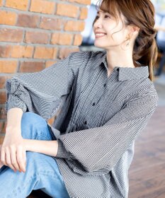 Tiaclasse 【洗える】パフ袖シャツチュニックブラウス