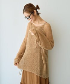 YECCA VECCA 袖シャーリングシアーニット