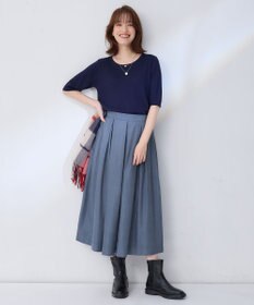 ANY L 【ウエストゴム】ベロアタッチタックスカート