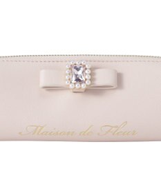 Maison de FLEUR パールビジュー合皮リボンロングポーチ
