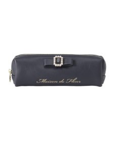 Maison de FLEUR パールビジュー合皮リボンロングポーチ