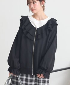 earth music&ecology 【裏毛】フリルカラーＺｉｐウラケブルゾン