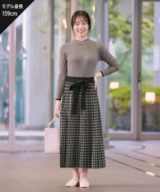 Tiaclasse 【洗える】千鳥柄ニットプリーツワンピース