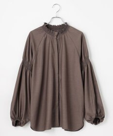 #Newans 【洗濯機可/しわになりにくい】シャーリングネック ボリュームスリーブブラウス