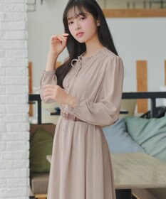 Tiaclasse L 襟フリルリボンワンピース