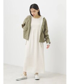 earth music&ecology 膨れジャガードパフ袖ワンピース