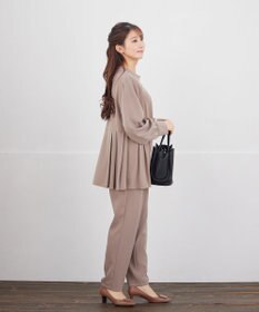 Tiaclasse 【ブラウス&パンツ2点セット】サイドプリーツブラウス×テーパードパンツ セットアップ