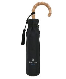 MOONBAT 【WEB限定】LANVIN en Bleu 晴雨兼用 折りたたみ傘 ワイド プレーン×ロゴ刺繍 一級遮光 遮熱 UV