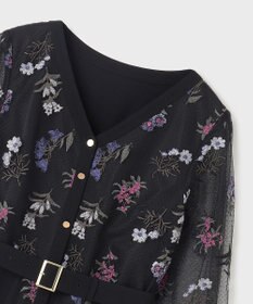 GRACE CONTINENTAL チュールフラワー刺繍ワンピース