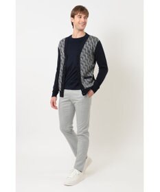 DAKS メリノウールロゴ編みVネックカーディガン