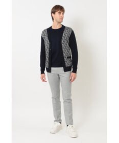 DAKS メリノウールロゴ編みVネックカーディガン