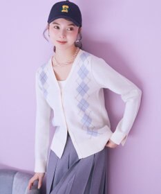 earth music&ecology アーガイルニットカーディガン