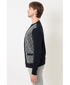 DAKS メリノウールロゴ編みVネックカーディガン