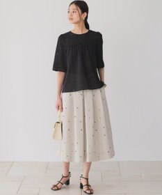 組曲 エンブロイダリーレース5分袖 ブラウス