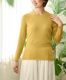 muuc 〈高品質シルク＆スーピマ超長綿〉〈洗えるニット〉〈通年着られる〉袖口模様編み プルオーバー