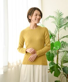 muuc 〈高品質シルク＆スーピマ超長綿〉〈洗えるニット〉〈通年着られる〉袖口模様編み プルオーバー