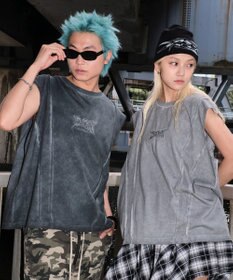 WEGO 【ユニセックス着用ITEM/MLサイズ展開】コールドダイスウィッチングロゴノースリーブ