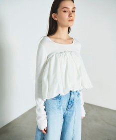 GRACE CONTINENTAL タフタケープ付ニットトップ