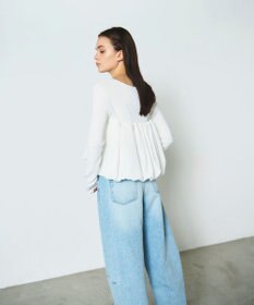 GRACE CONTINENTAL タフタケープ付ニットトップ