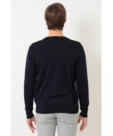 DAKS メリノウールロゴ編みVネックカーディガン