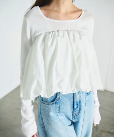 GRACE CONTINENTAL タフタケープ付ニットトップ