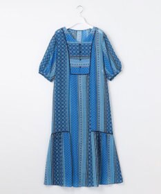 自由区 【洗える・XSサイズあり】オリエンタルモザイクプリント ワンピース