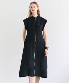 BEIGE， BERNARD / リネン混 フロントジップ スタンドカラードレス