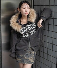 WEGO 裏起毛ファーフードBIGZIPパーカー