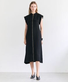 BEIGE， BERNARD / リネン混 フロントジップ スタンドカラードレス