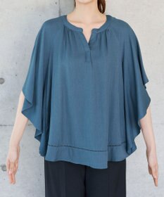 Tiaclasse リネンライクスラブ スキッパー襟ブラウス