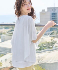 Tiaclasse リネンライクスラブ スキッパー襟ブラウス