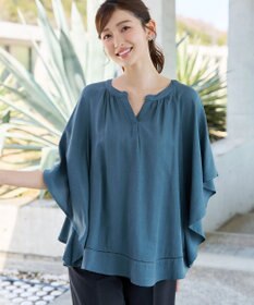 Tiaclasse リネンライクスラブ スキッパー襟ブラウス