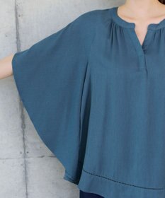 Tiaclasse リネンライクスラブ スキッパー襟ブラウス