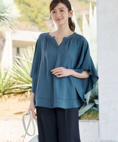 Tiaclasse リネンライクスラブ スキッパー襟ブラウス