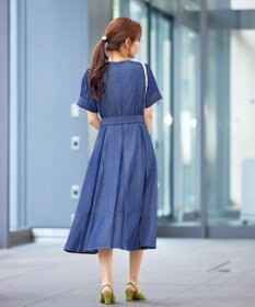 Tiaclasse L デニムフレアワンピース