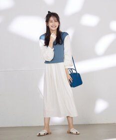 Tiaclasse L 【洗える】一枚でコーデが決まるニットソーレイヤード風ワンピ