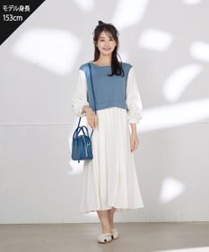 Tiaclasse L 【洗える】一枚でコーデが決まるニットソーレイヤード風ワンピ